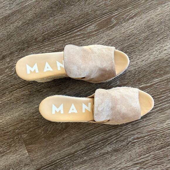 EUC Manebí Hamptons Sabot Wedge Sandals Dove Gray Suede Size 38 / US 7.5 Leather - Picture 9 of 14